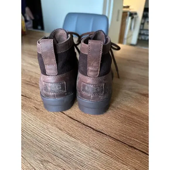 UGG Heather Brown Leather Sheepwool Waterproof Duck Boots Womens Size 5 - Picture 5 of 7